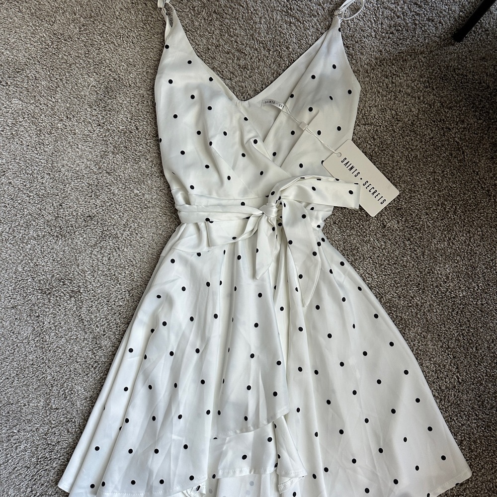 White Polka Dot Midi Dress
